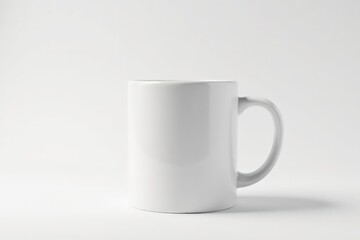 Obraz premium Clean white ceramic mug isolated on white backdrop, crockery, minimal