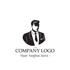 a Man silhouette black and white illustration for logo company vector image