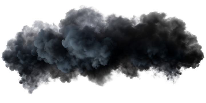 Dark Cloud Formation: An ominous cloud of dark smoke, billowing and swirling, creating a striking visual representation of environmental concern and industrial consequences.