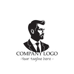 a Man silhouette black and white illustration for logo company vector image