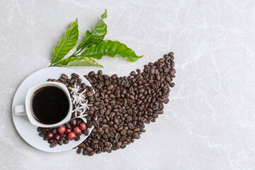 cup of coffee with beans
