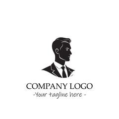 a Man silhouette black and white illustration for logo company vector image