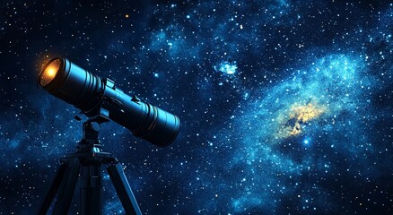 A powerful telescope points towards a vibrant nebula, capturing the vastness of space in a mesmerizing image.
