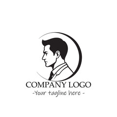 a Man silhouette black and white illustration for logo company vector image