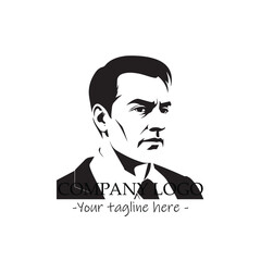 a Man silhouette black and white illustration for logo company vector image