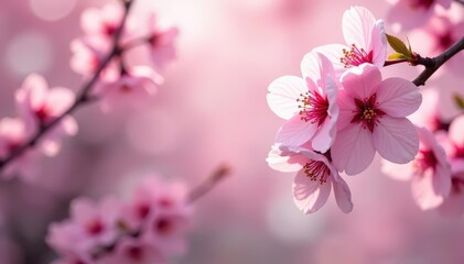 Obraz premium Delicate pink sakura blossoms, full bloom, scattered pattern , pattern, design