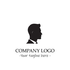 a Man silhouette black and white illustration for logo company vector image
