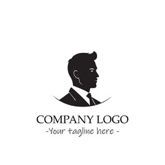 a Man silhouette black and white illustration for logo company vector image
