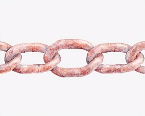 Fototapeta premium A close-up illustration of a metal chain with interconnected links, showcasing texture and detail.