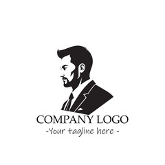 a Man silhouette black and white illustration for logo company vector image