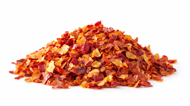 stack of  spicy chili flack against white background.ai generative