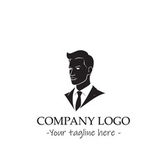 a Man silhouette black and white illustration for logo company vector image