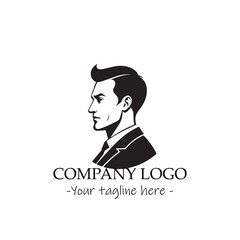 a Man silhouette black and white illustration for logo company vector image