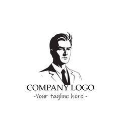 a Man silhouette black and white illustration for logo company vector image
