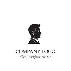 a Man silhouette black and white illustration for logo company vector image