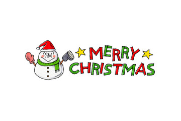 雪だるまとメリークリスマスの文字