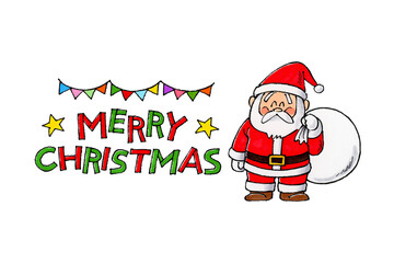 サンタとメリークリスマスの文字
