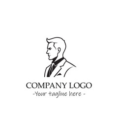 a Man silhouette black and white illustration for logo company vector image