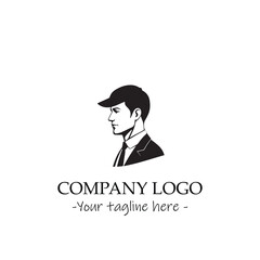 a Man silhouette black and white illustration for logo company vector image