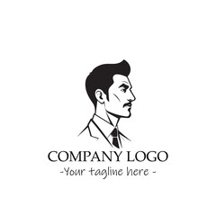 a Man silhouette black and white illustration for logo company vector image