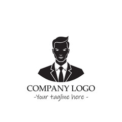 a Man silhouette black and white illustration for logo company vector image