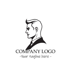 a Man silhouette black and white illustration for logo company vector image