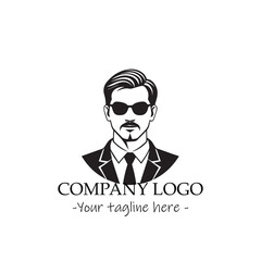 a Man silhouette black and white illustration for logo company vector image