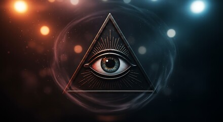 Pyramid Eye Symbol Illuminati Spiritual Sign with Mysterious Glow