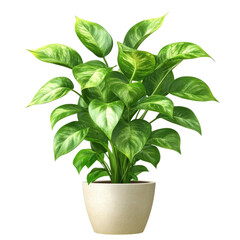 Potted Money Plant PNG - Realistic Lush Leaves on transparent background