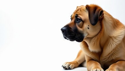 Obraz premium Imposing mastiff, serene expression, pristine white backdrop, isolated, pet portrait