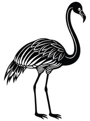 Flamingo silhouette set collection isolated black on white background vector illustration