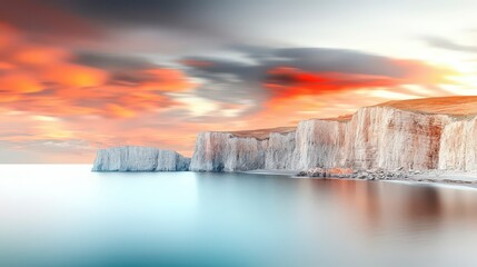 Dramatic Coastal Cliffs Sunset  Seascape Panorama  Ocean View  Travel Wallpaper