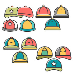 Cap icons set cartoon vector. Baseball hat. Sport head
Hat Four View Front, Back, Side, Color is Black and White, Template Design for Commercial Use V2