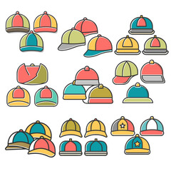 Cap icons set cartoon vector. Baseball hat. Sport head
Hat Four View Front, Back, Side, Color is Black and White, Template Design for Commercial Use V2