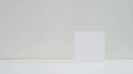 Fototapeta premium Minimalistic blank card on white surface, clean and simple design, conveying purity and focus. 
