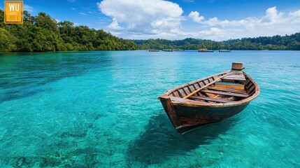 Obraz premium Secluded cove with crystal clear waters tropical paradise nature photography serene environment panoramic view