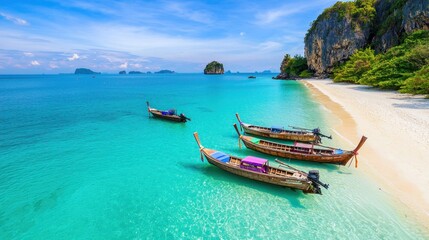 Obraz premium Secluded beach adventure tropical paradise aerial view crystal clear water serene environment