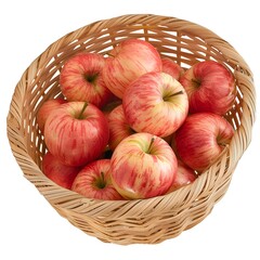 a rustic woven basket with full of apples
