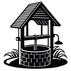 Water Well silhouette vector