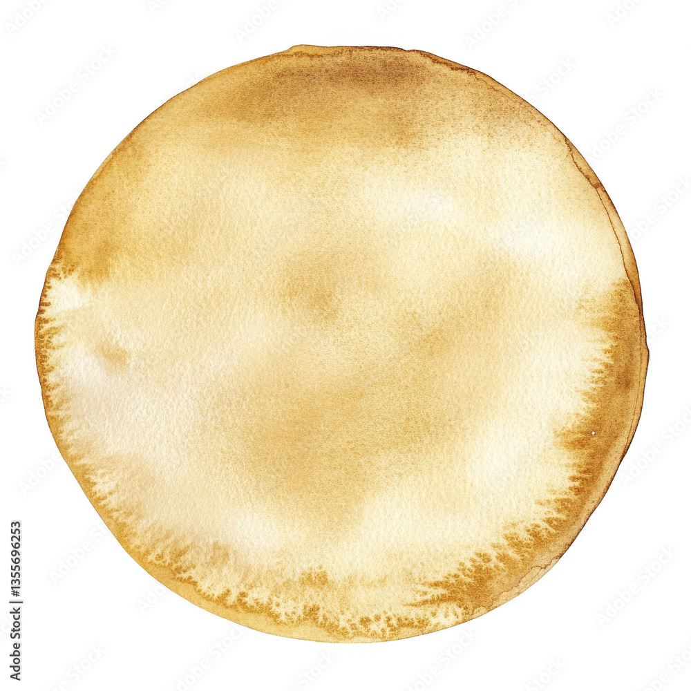 Poster a circular watercolor illustration featuring a soft golden hue resembling a simple abstract design t