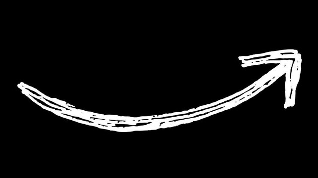 White wiggly hand drawn pointing sketch arrow icon on alpha 9