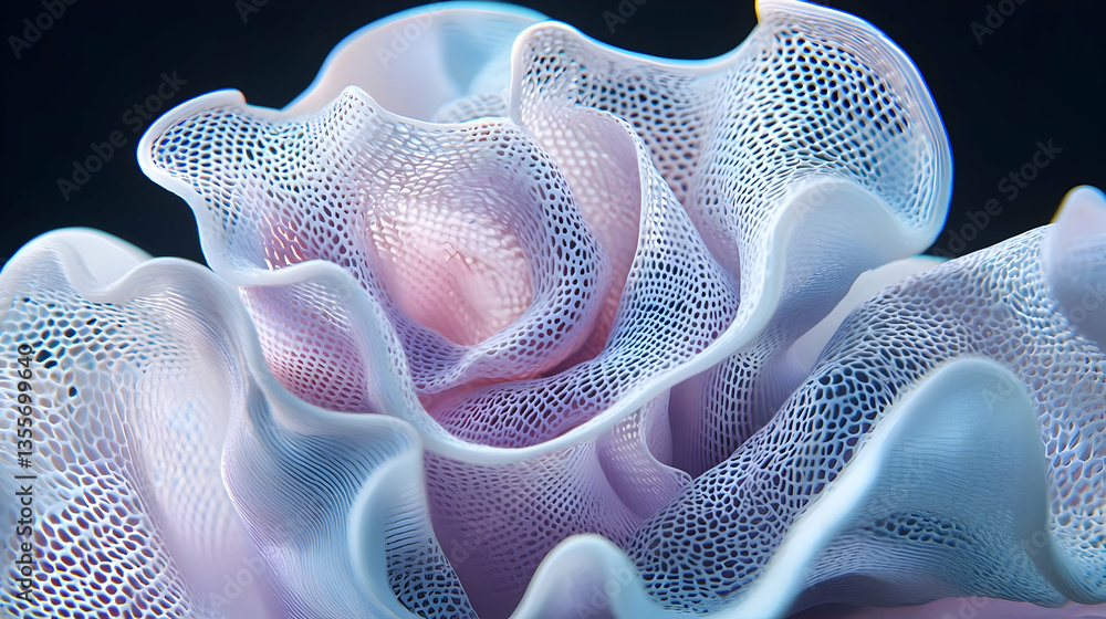 Poster abstract 3d render of flowing pastel mesh texture