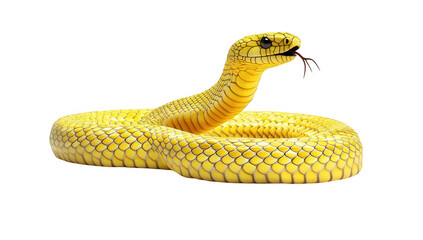 yellow snake showcasing its scales and elongated body with its tongue flicking out emphasizing the creature's vibrant color and texture
