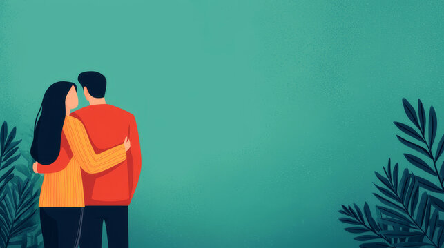 couple embraces surrounded by nature promoting mental health awareness