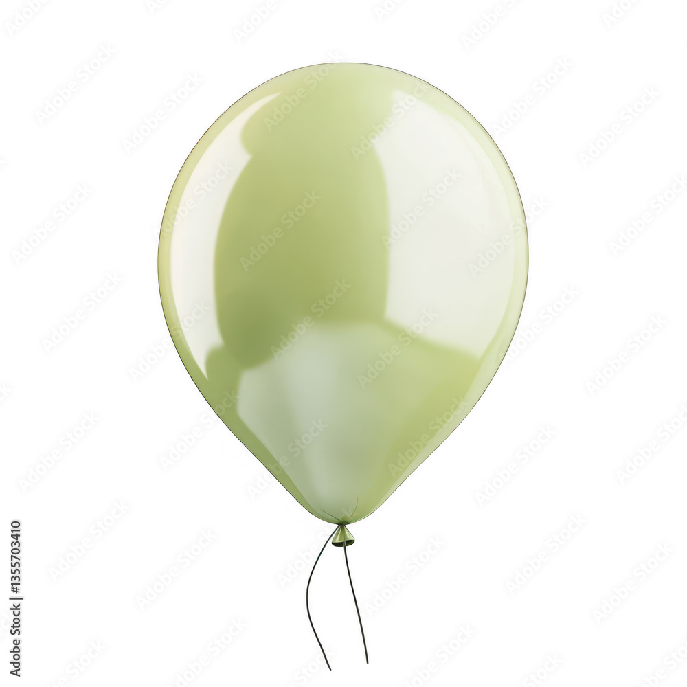 Poster a single light green balloon floats against a soft background showcasing its shiny surface and delic