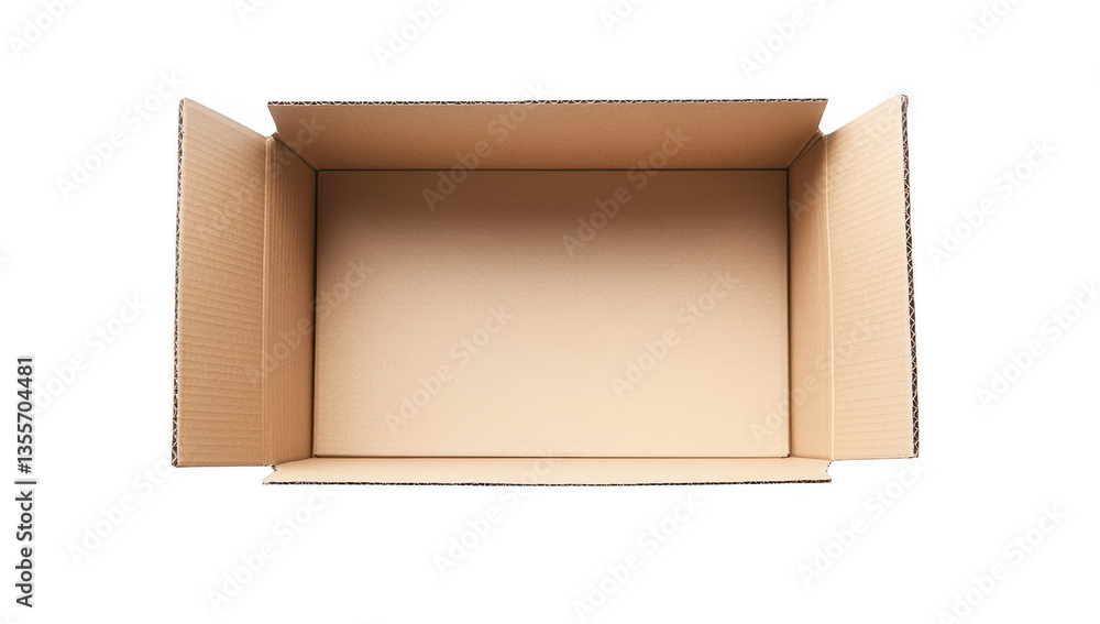 Poster an empty cardboard box viewed from above showcasing its interior space and structure it is commonly 