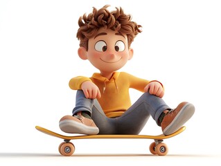 Skateboarding adventure urban setting animated character playful vibe