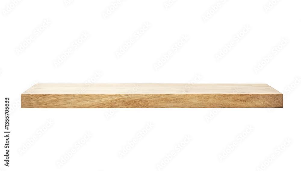 Poster a simple wooden shelf displayed against a white background showcasing a minimalist design ideal for 