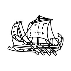 ancient sailing ship outline vector