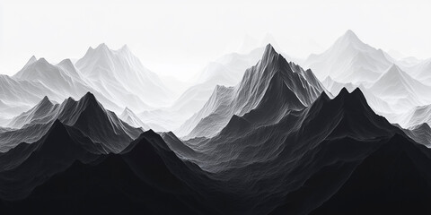 Abstract Grayscale Mountains with Depth and Texture
